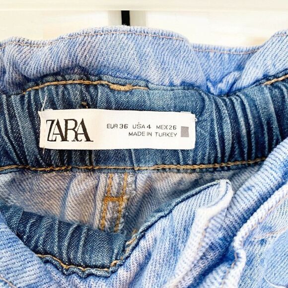 ZARA Z1975 BAGGY PAPERBAG JEANS Light Wash High Waist 27" Size 4 - Picture 11 of 12